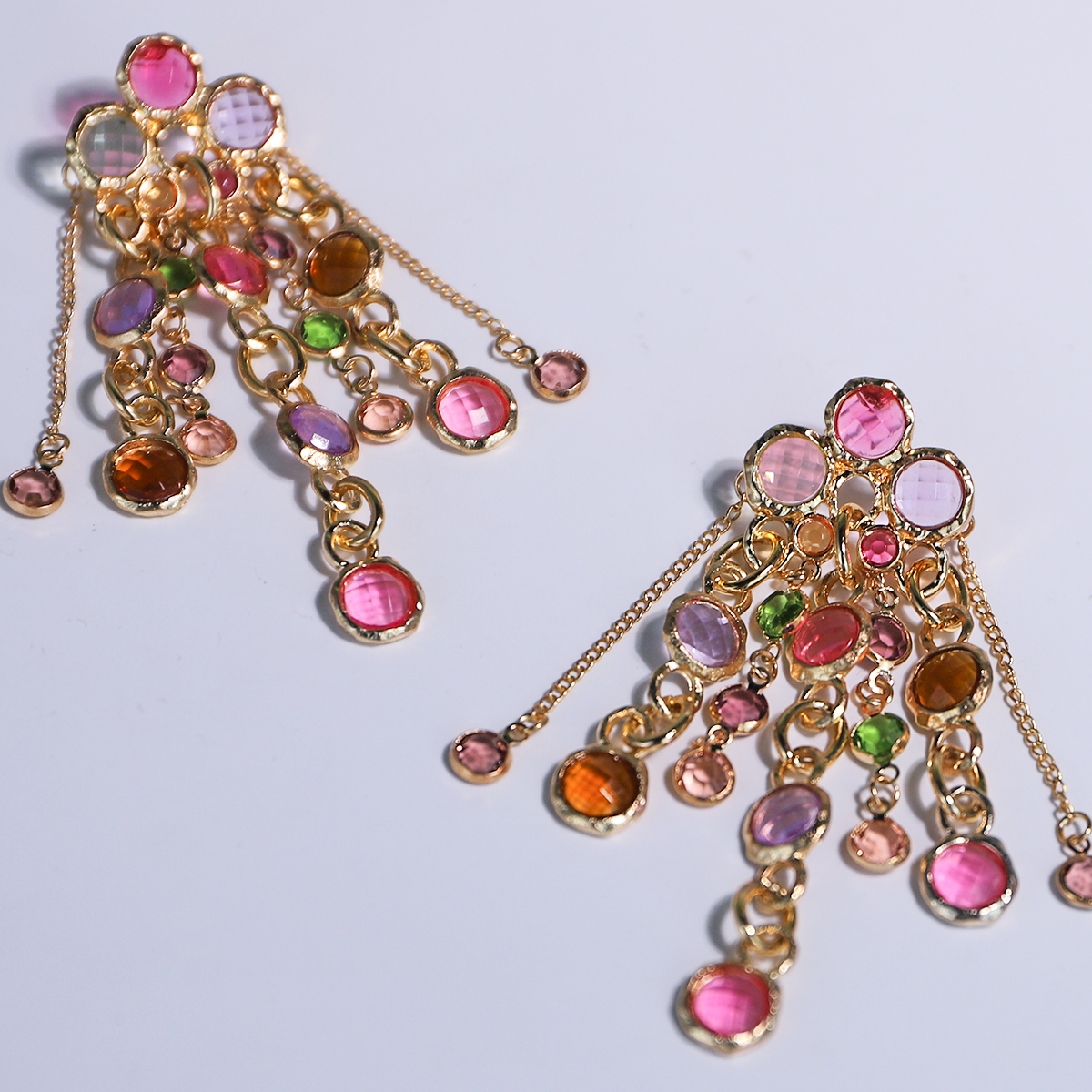 1 Pair Elegant Glam Tassel Inlay Alloy Resin Drop Earrings display picture 4