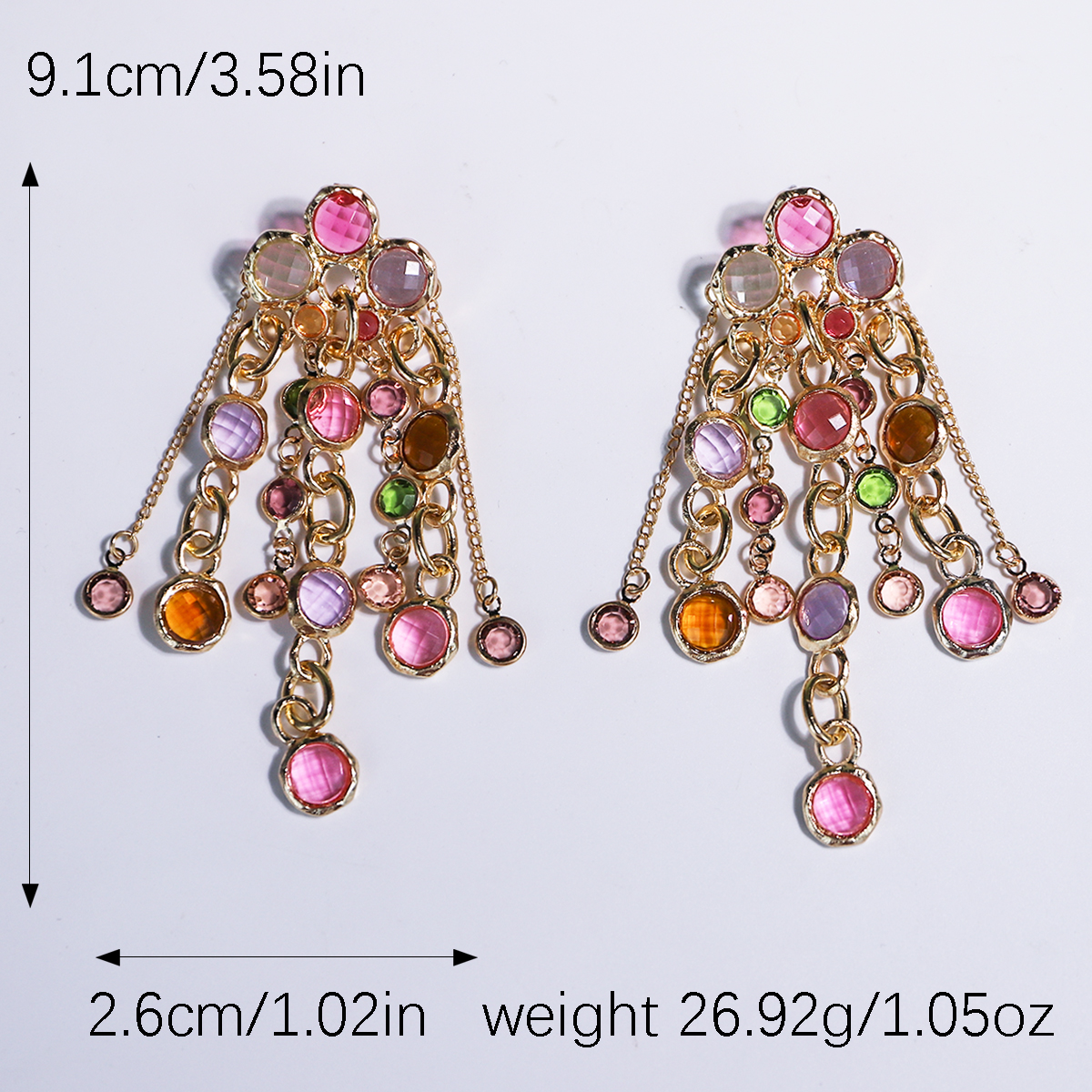 1 Pair Elegant Glam Tassel Inlay Alloy Resin Drop Earrings display picture 6