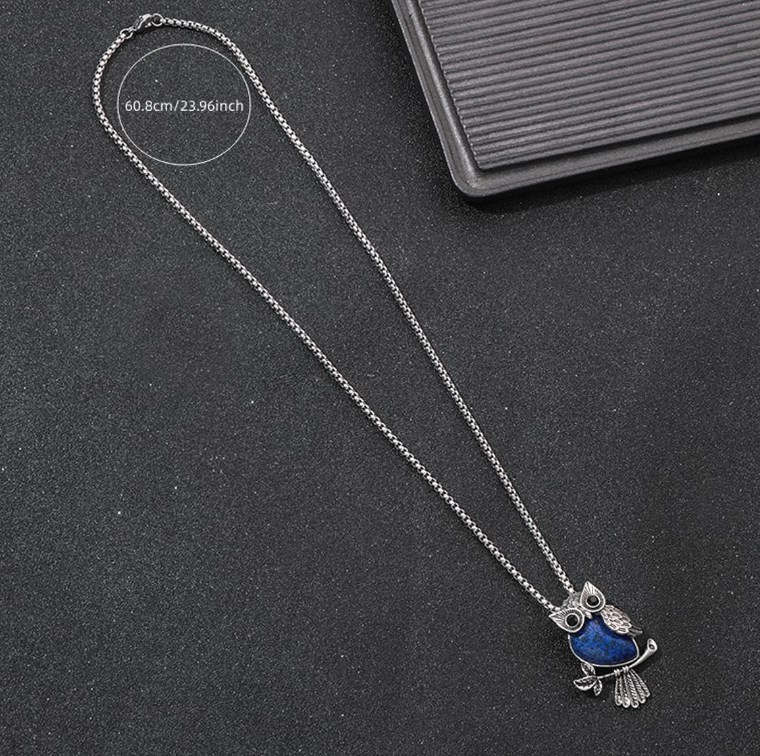 Streetwear Geometric Owl Stainless Steel Natural Stone Plating Men's Pendant Necklace display picture 1