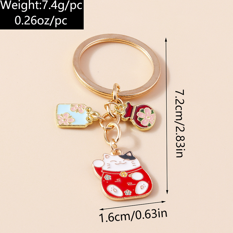 Cute Cat Zinc Alloy Enamel Bag Pendant Keychain display picture 3