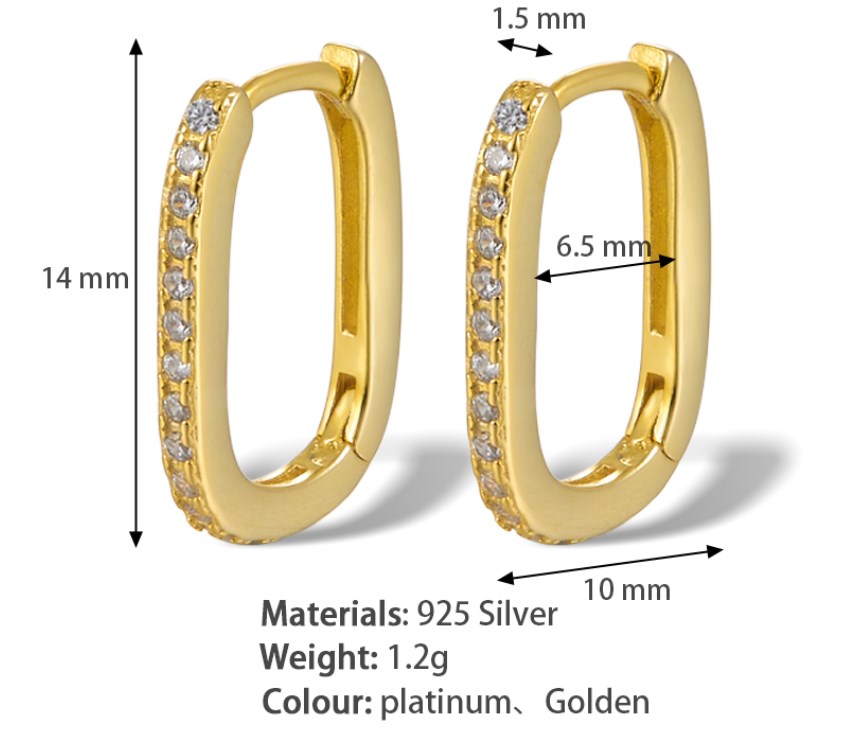 1 Pair Glam Luxurious U Shape Plating Inlay Sterling Silver Zircon 18k Gold Plated White Gold Plated Earrings display picture 5