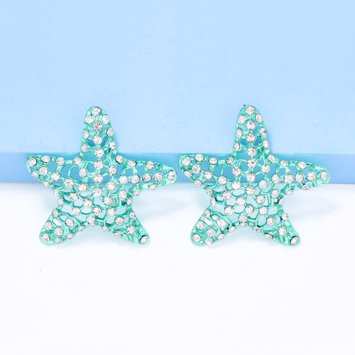 1 Pair Casual Vacation Starfish Inlay Alloy Rhinestones Ear Studs display picture 4