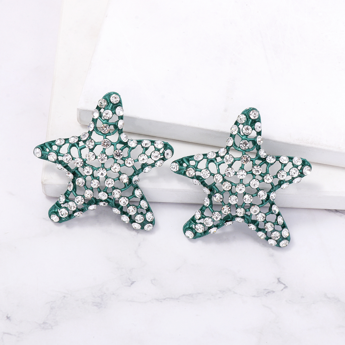 1 Pair Casual Vacation Starfish Inlay Alloy Rhinestones Ear Studs display picture 5