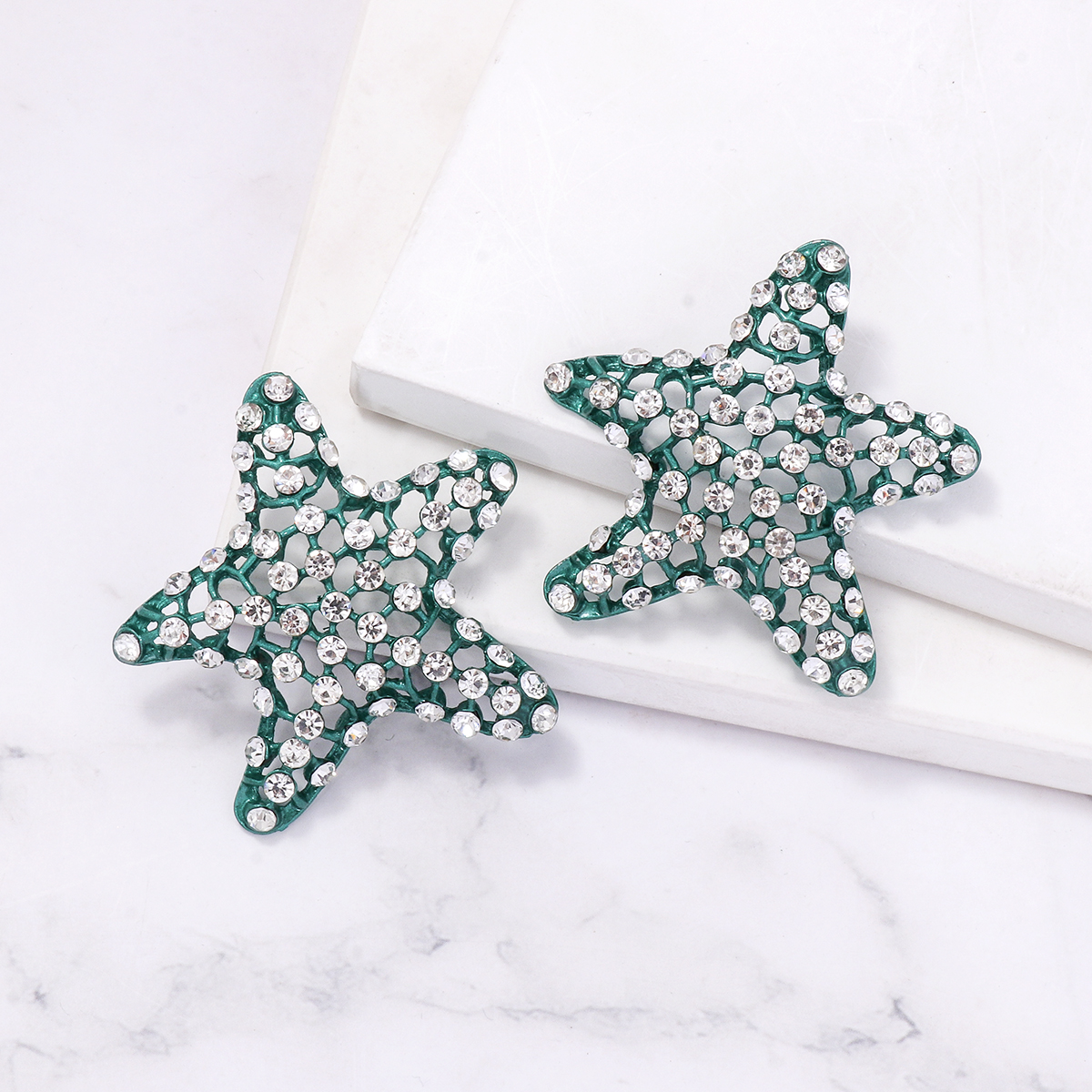 1 Pair Casual Vacation Starfish Inlay Alloy Rhinestones Ear Studs display picture 7