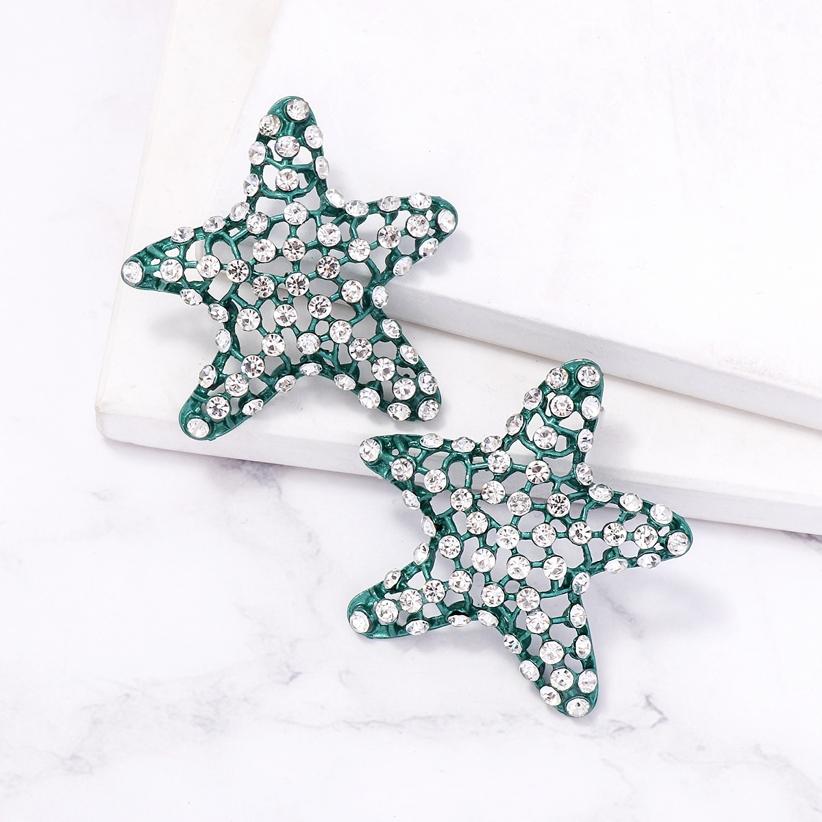 1 Pair Casual Vacation Starfish Inlay Alloy Rhinestones Ear Studs display picture 8