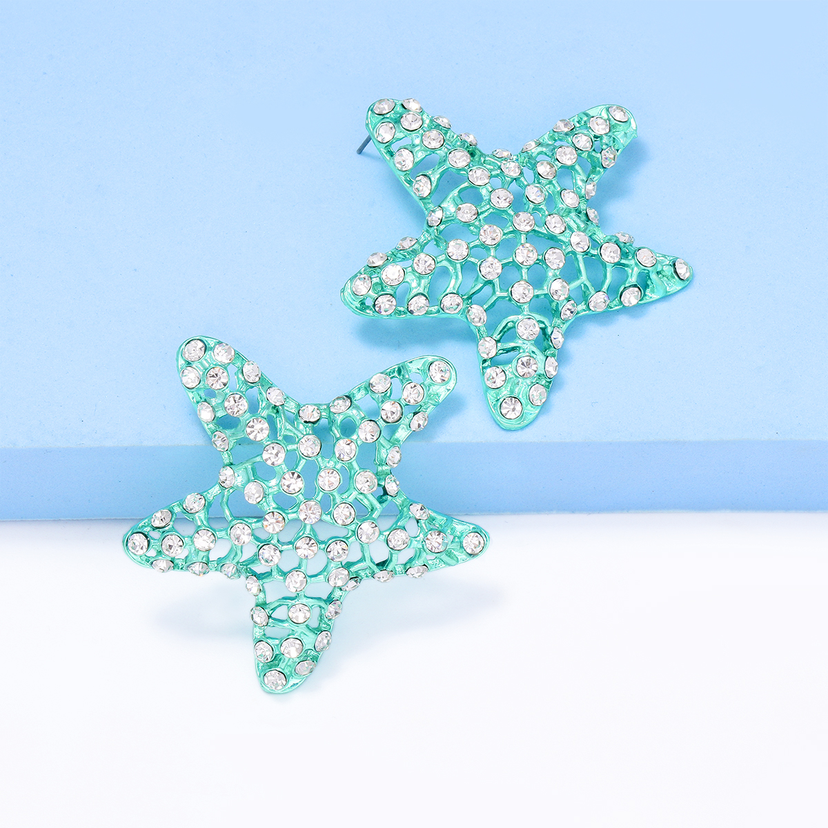 1 Pair Casual Vacation Starfish Inlay Alloy Rhinestones Ear Studs display picture 9