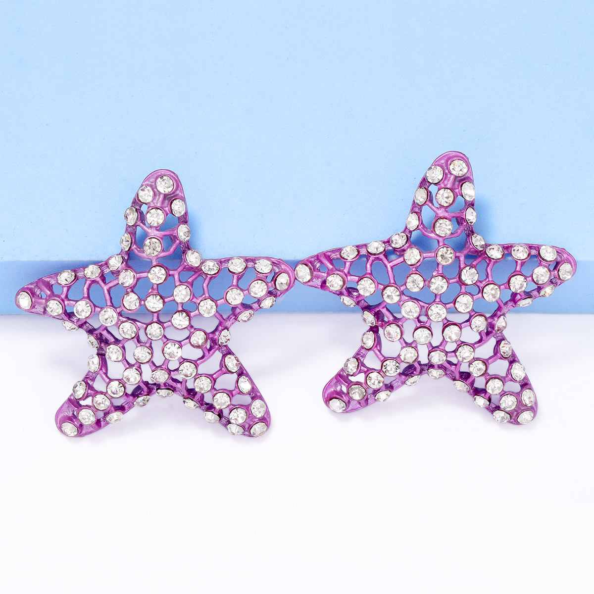 1 Pair Casual Vacation Starfish Inlay Alloy Rhinestones Ear Studs display picture 11