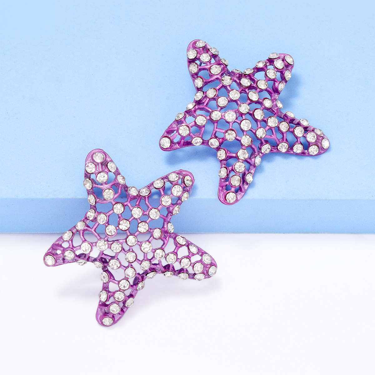 1 Pair Casual Vacation Starfish Inlay Alloy Rhinestones Ear Studs display picture 10