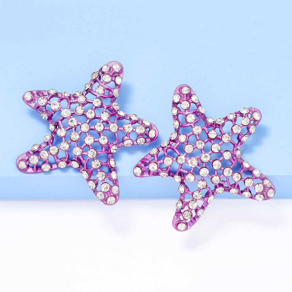 1 Pair Casual Vacation Starfish Inlay Alloy Rhinestones Ear Studs display picture 6