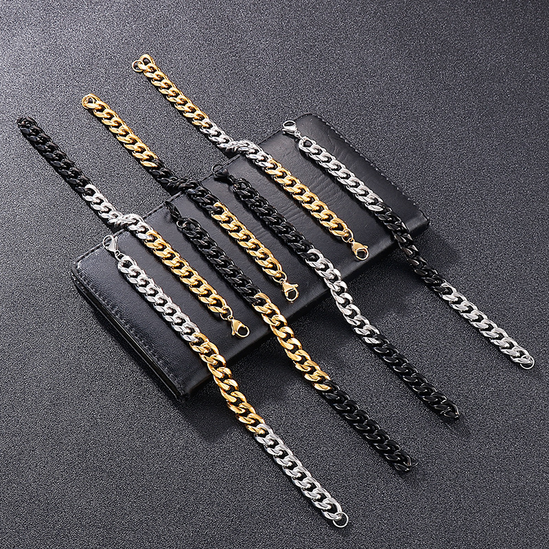 Hip-Hop Punk Color Block Stainless Steel Titanium Steel 18K Gold Plated Men'S Bracelets display picture 8