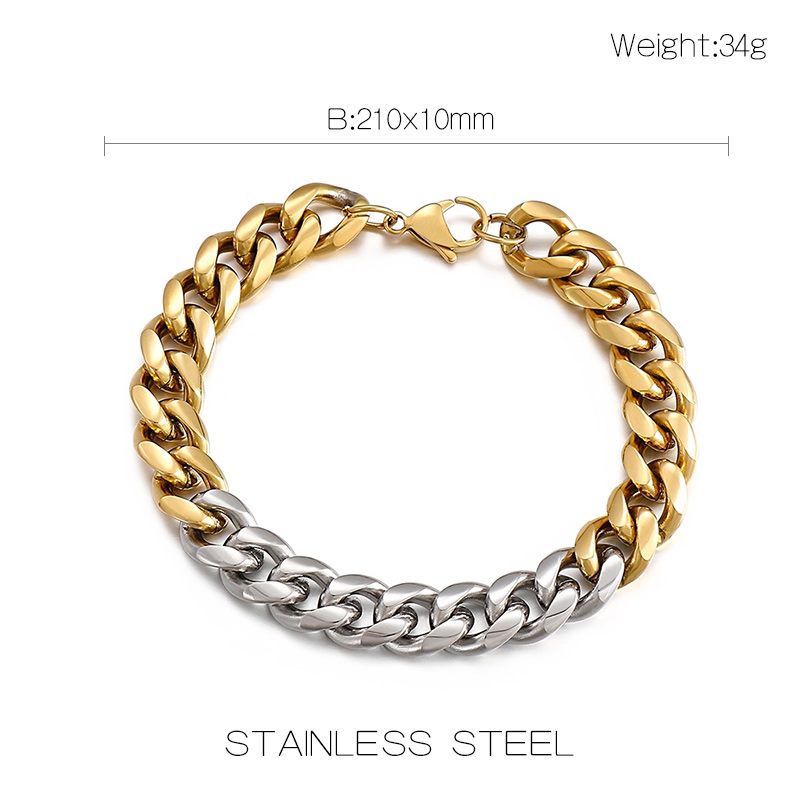Hip-Hop Punk Color Block Stainless Steel Titanium Steel 18K Gold Plated Men'S Bracelets display picture 1