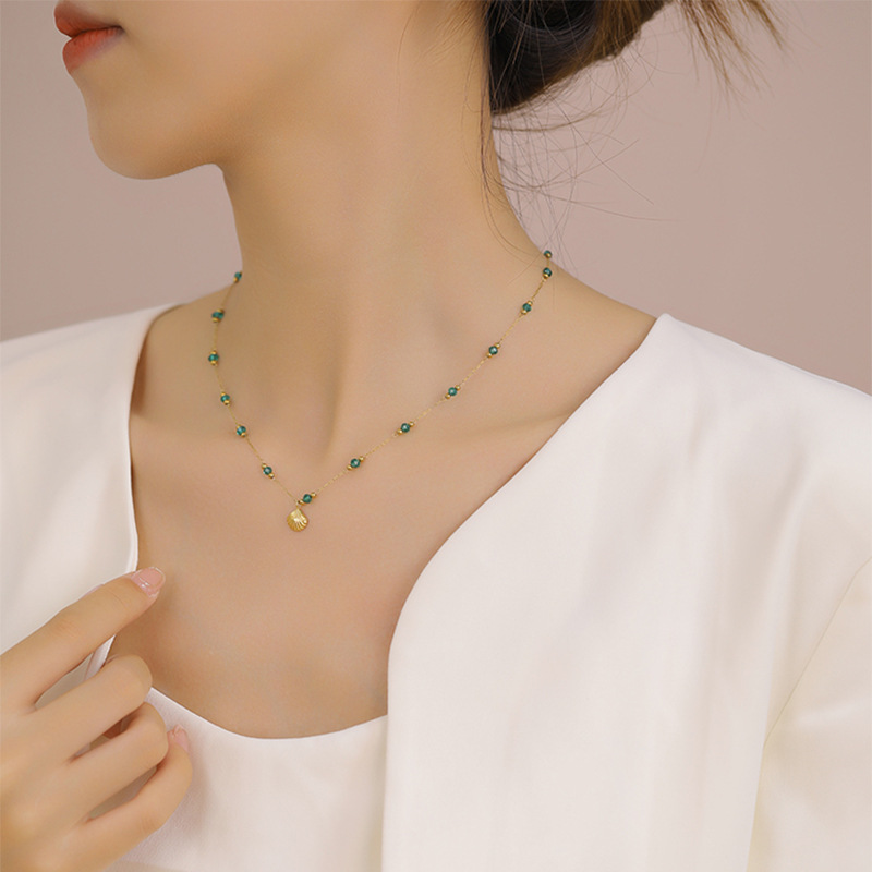 Acier Inoxydable 304 Résine Plaqué Or 18K Style Simple Patchwork Coquille Collier display picture 1