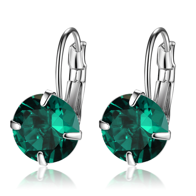 1 Pair Elegant Round Plating Inlay Copper Zircon Rhodium Plated Earrings display picture 7