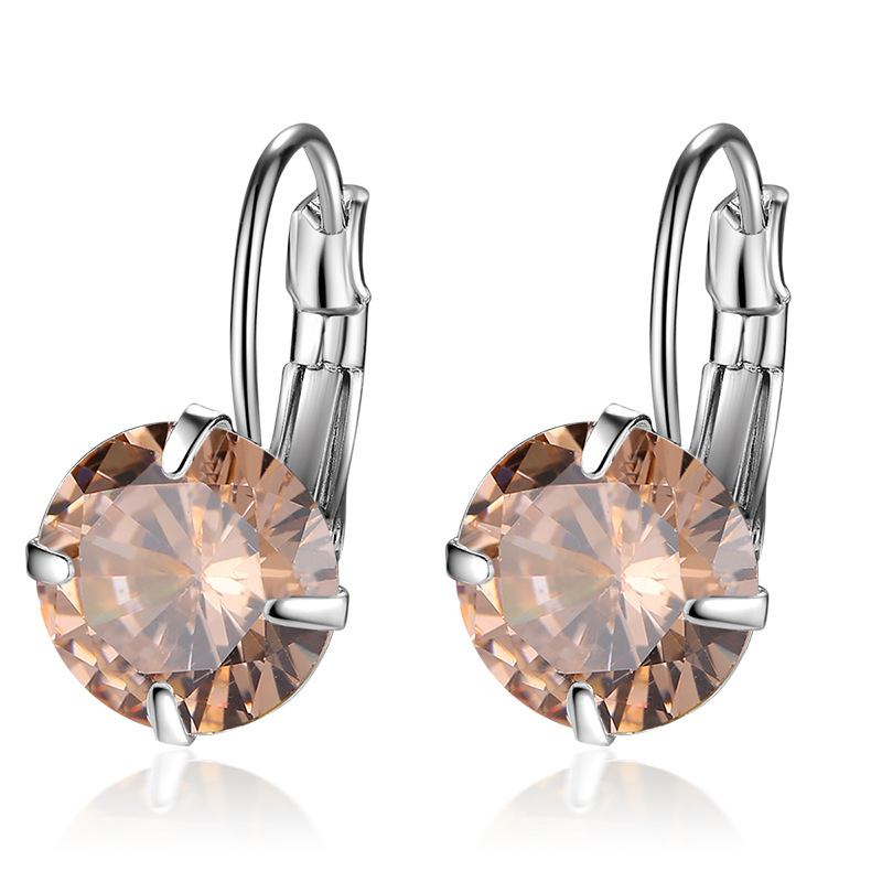 1 Pair Elegant Round Plating Inlay Copper Zircon Rhodium Plated Earrings display picture 10
