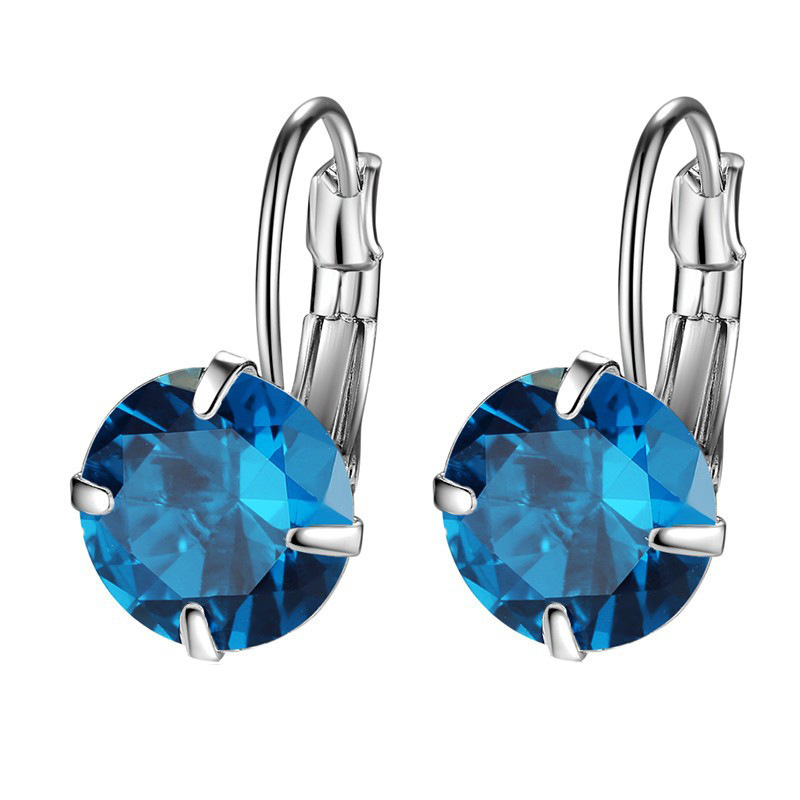 1 Pair Elegant Round Plating Inlay Copper Zircon Rhodium Plated Earrings display picture 4