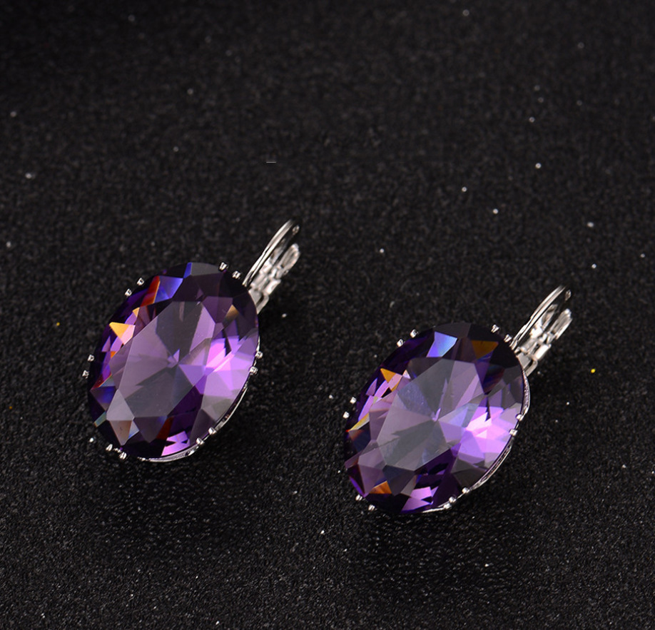 1 Pair Elegant Retro Oval Plating Inlay Copper Zircon Rhodium Plated Earrings display picture 2