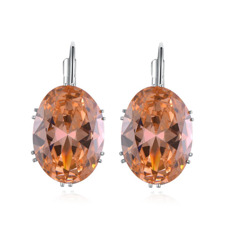 1 Pair Elegant Retro Oval Plating Inlay Copper Zircon Rhodium Plated Earrings display picture 4