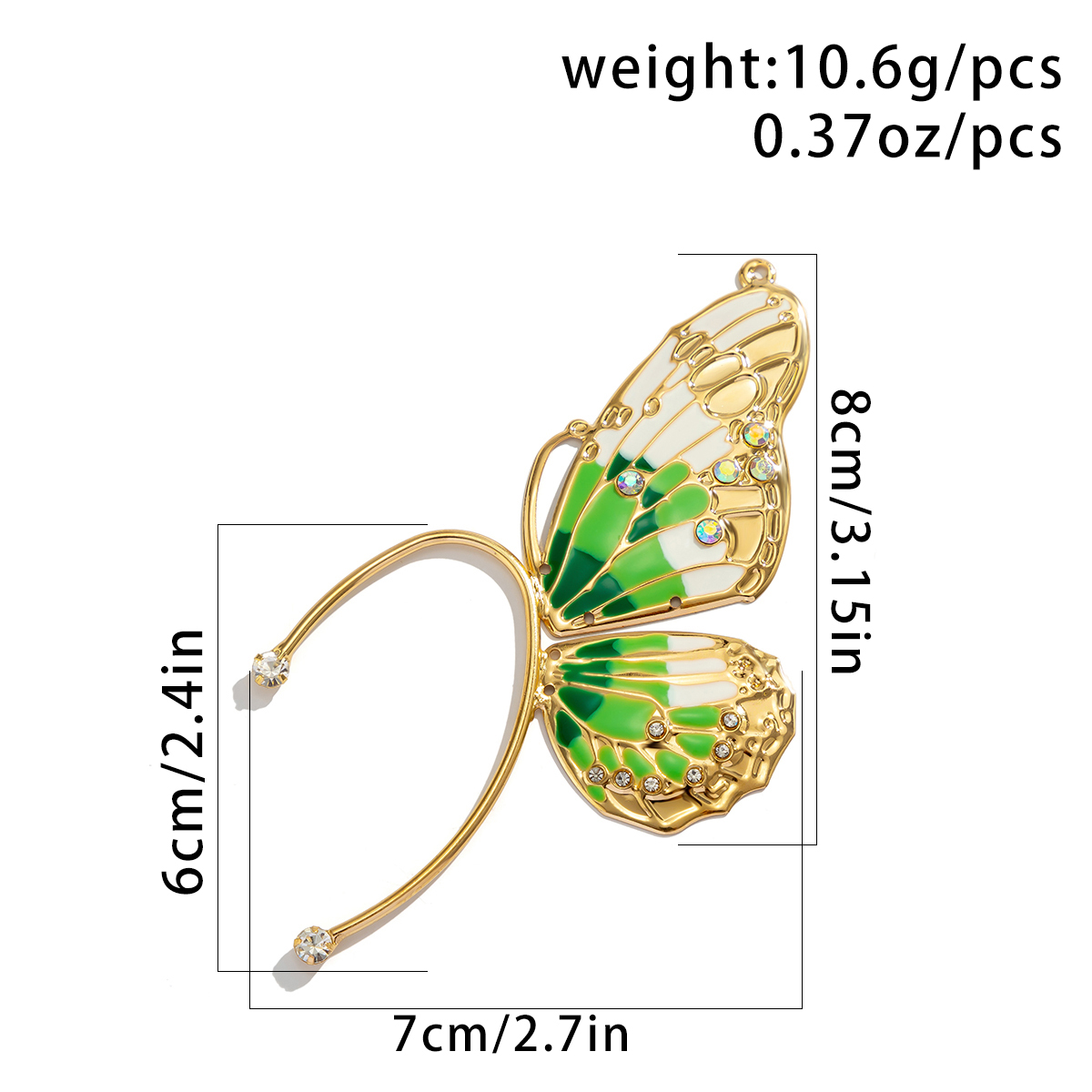 1 Pièce Style Classique Papillon Émail Tridimensionnel Le Fer Strass Clips D'oreille display picture 1