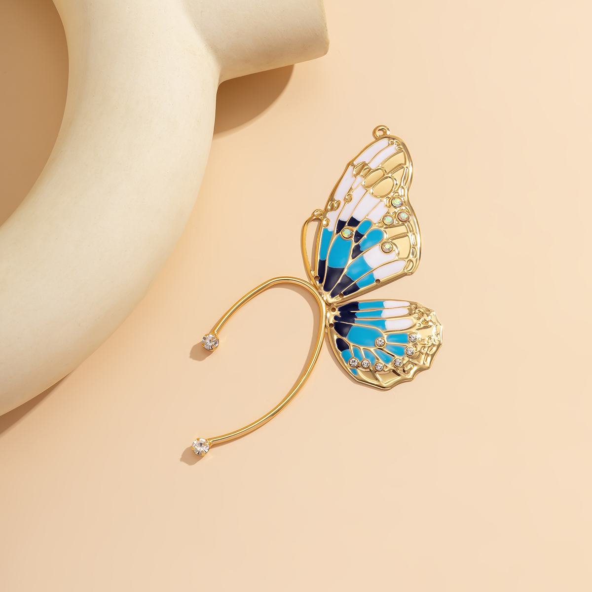 1 Piece Classic Style Butterfly Enamel Three-dimensional Iron Rhinestones Ear Clips display picture 4