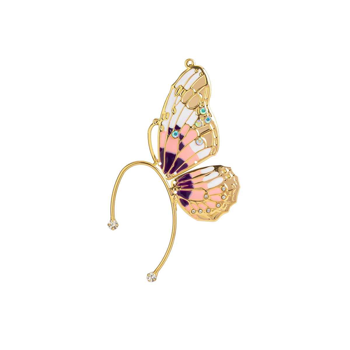 1 Pièce Style Classique Papillon Émail Tridimensionnel Le Fer Strass Clips D'oreille display picture 5