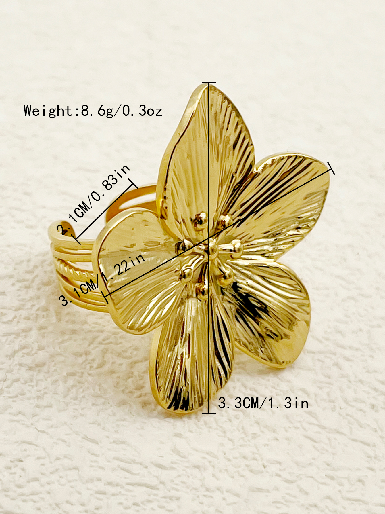 Vintage Style Flower Stainless Steel Plating Gold Plated Open Ring display picture 3