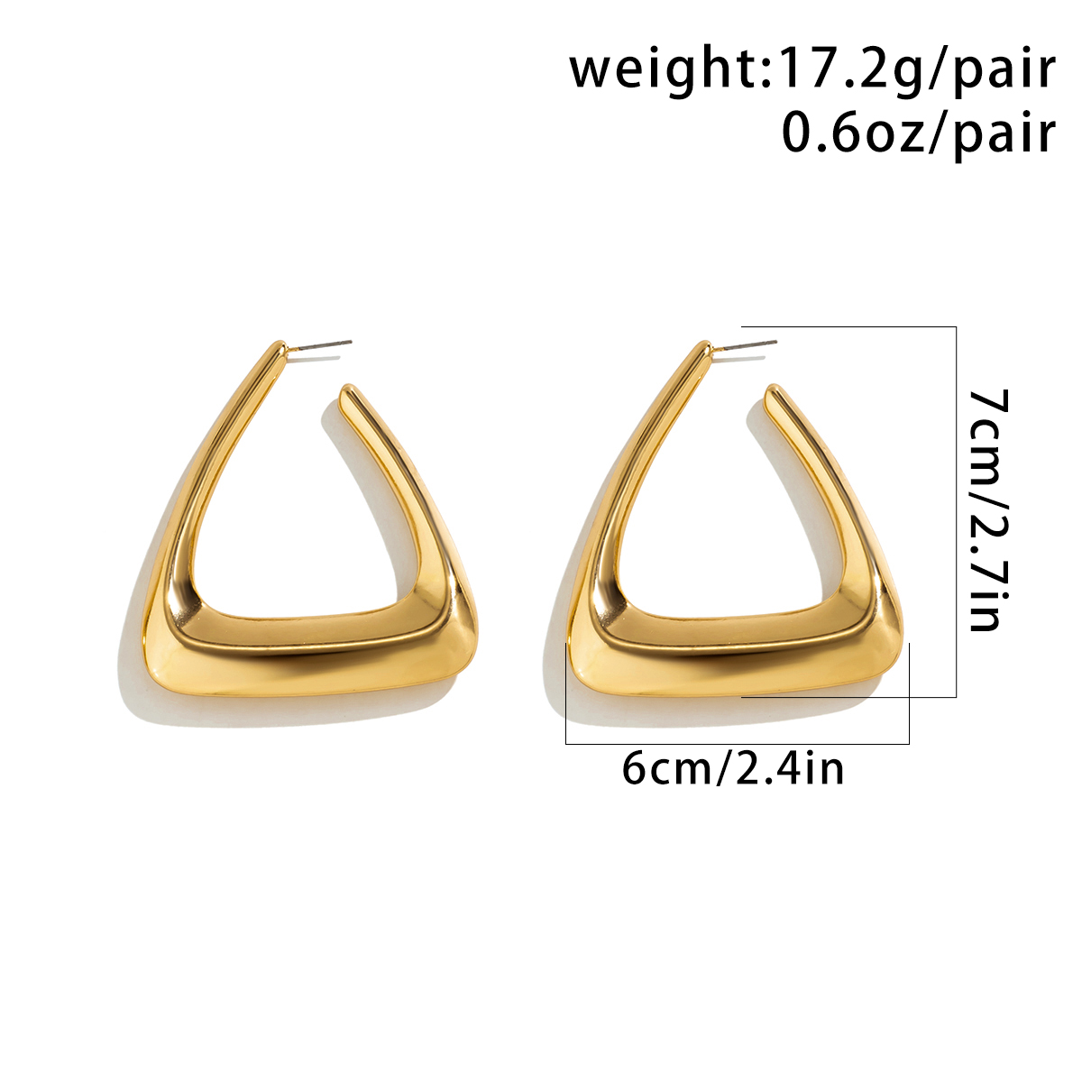 1 Pair Simple Style Triangle Three-dimensional Alloy Drop Earrings display picture 1