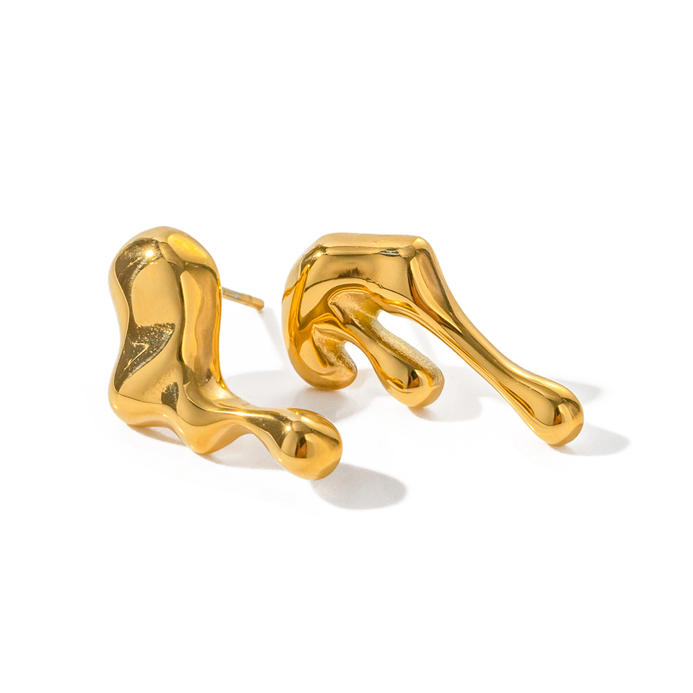 1 Pair Ig Style Irregular Asymmetrical Plating Stainless Steel 18k Gold Plated Ear Studs display picture 1