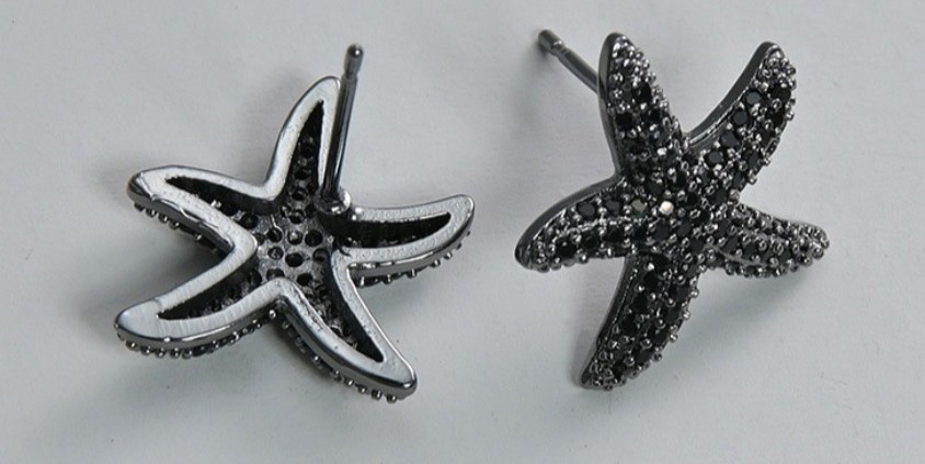 1 Pair Elegant Lady Starfish Inlay Copper Zircon Ear Studs display picture 3