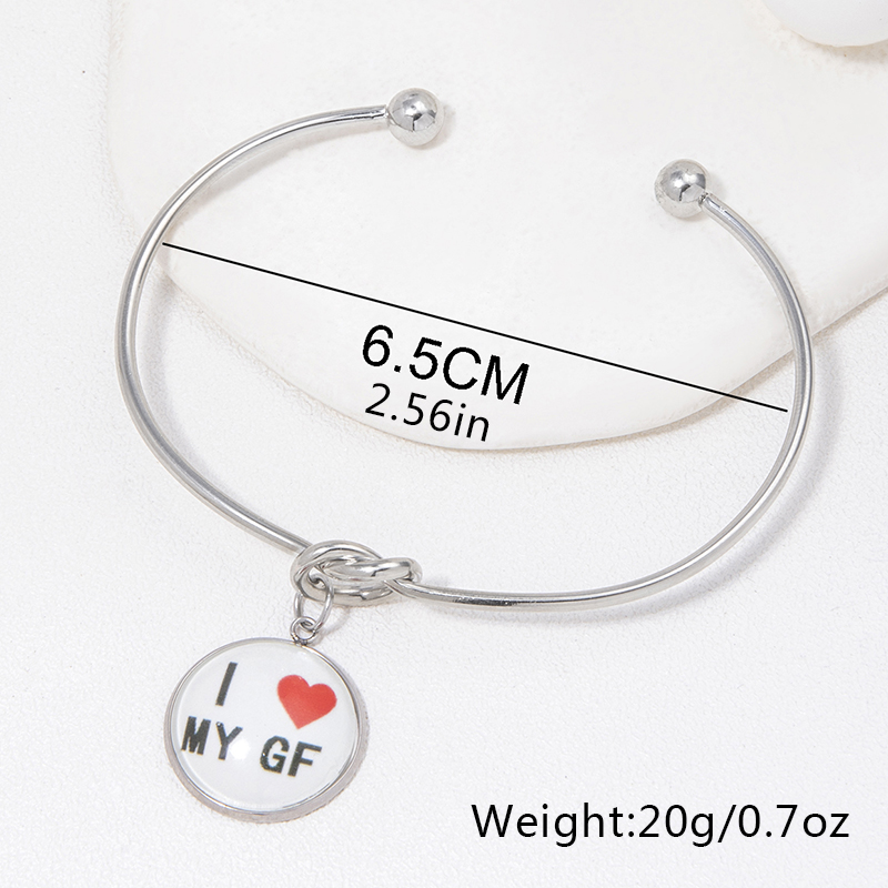Romantic Letter Alloy Charm Inlay Glass Couple Bangle display picture 3