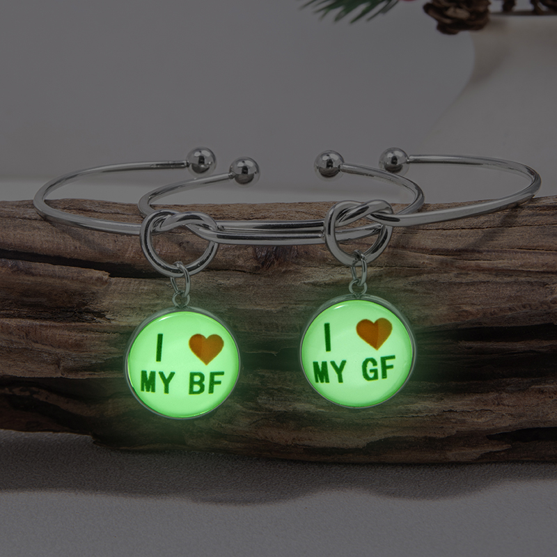 Romantic Letter Alloy Charm Inlay Glass Couple Bangle display picture 4