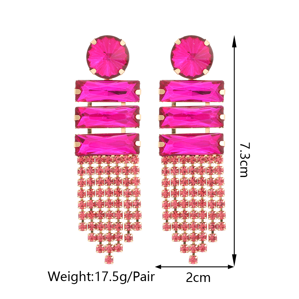 1 Pair Retro Lady Romantic Geometric Inlay Copper Alloy Glass Drop Earrings display picture 1