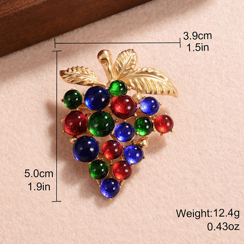 Elegant Vintage Style Luxurious Grape Copper Alloy Plating Inlay Glass Stone Women's Brooches 1 Piece display picture 2