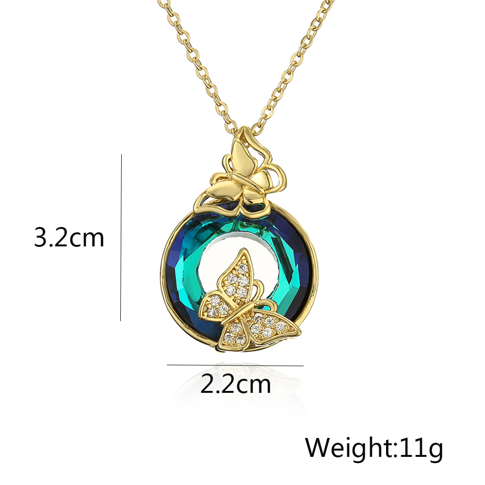 Elegant Butterfly Copper 18k Gold Plated Zircon Pendant Necklace In Bulk display picture 1