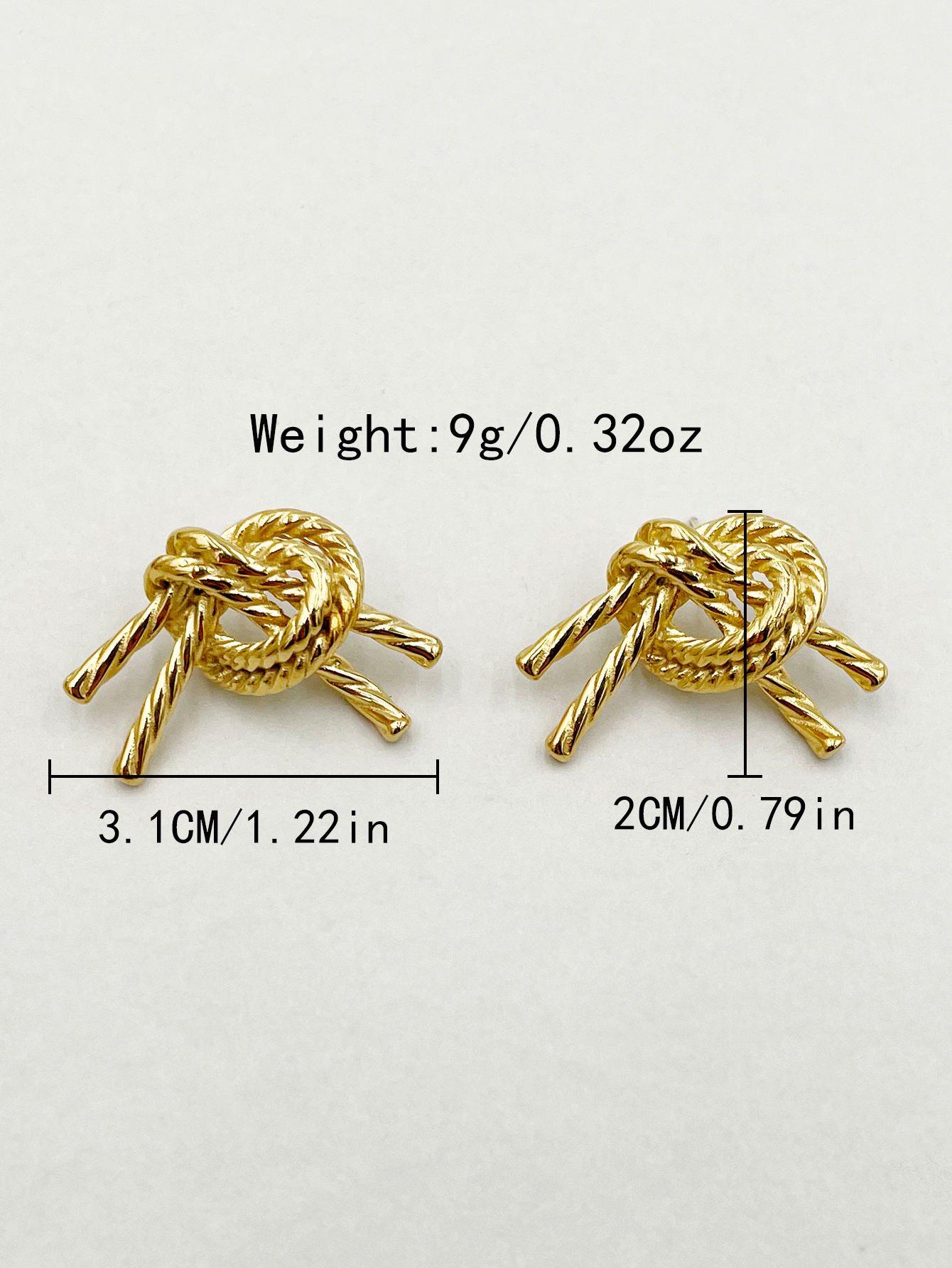 1 Pair Casual Simple Style Knot Polishing Plating 304 Stainless Steel 14K Gold Plated Ear Studs display picture 3