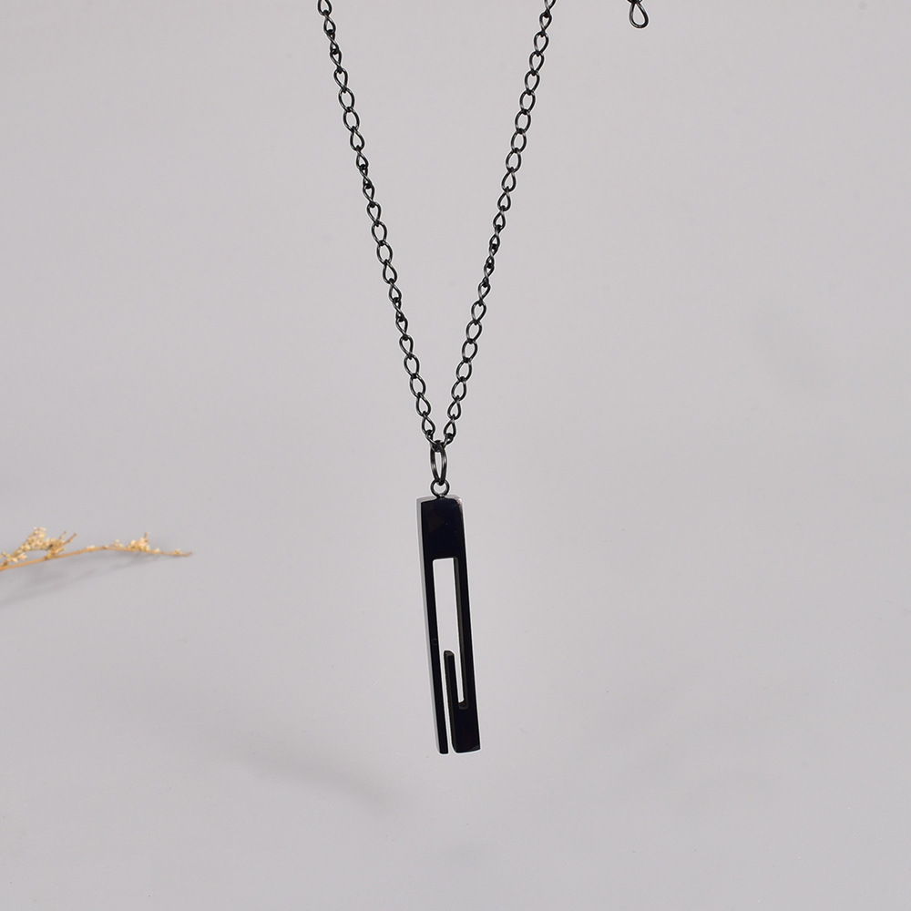 Casual Simple Style Square Titanium Steel Plating Gold Plated Pendant Necklace Long Necklace display picture 2
