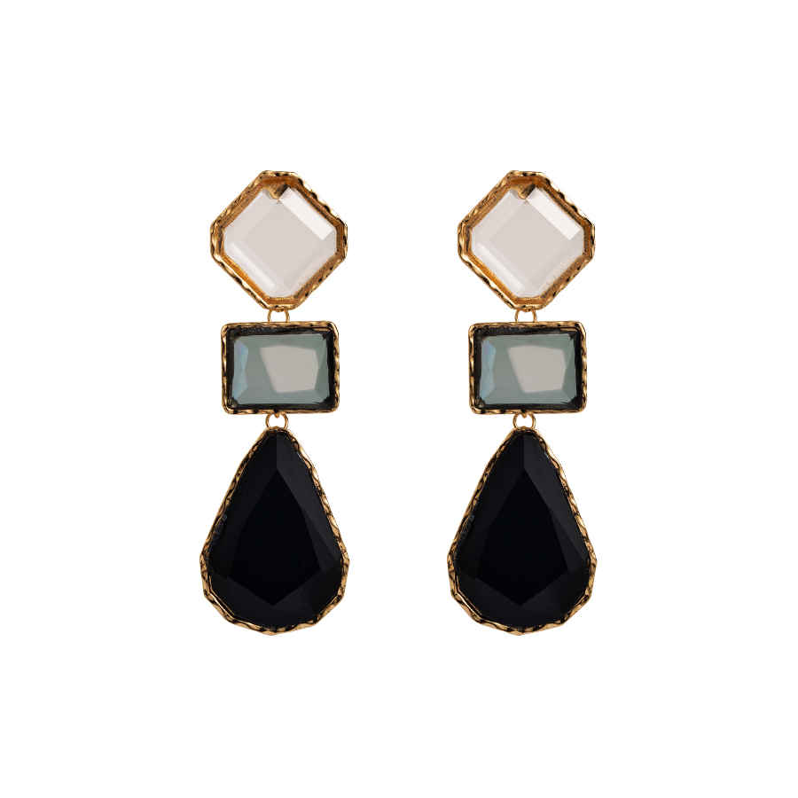 Casual Elegant Sweet Square Alloy Inlay Resin Gold Plated Women's Drop Earrings display picture 7