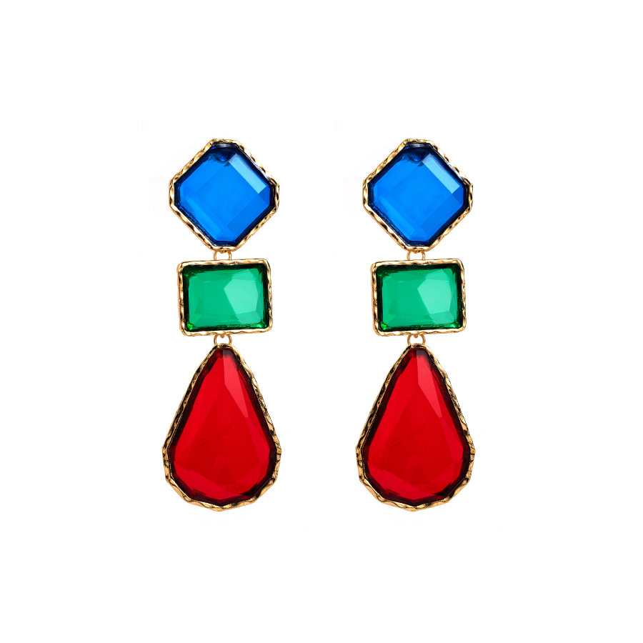 Casual Elegant Sweet Square Alloy Inlay Resin Gold Plated Women's Drop Earrings display picture 6