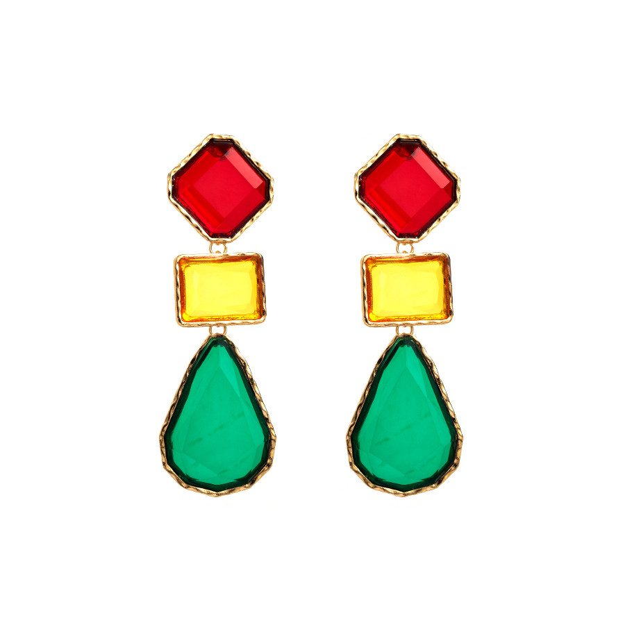 Casual Elegant Sweet Square Alloy Inlay Resin Gold Plated Women's Drop Earrings display picture 9