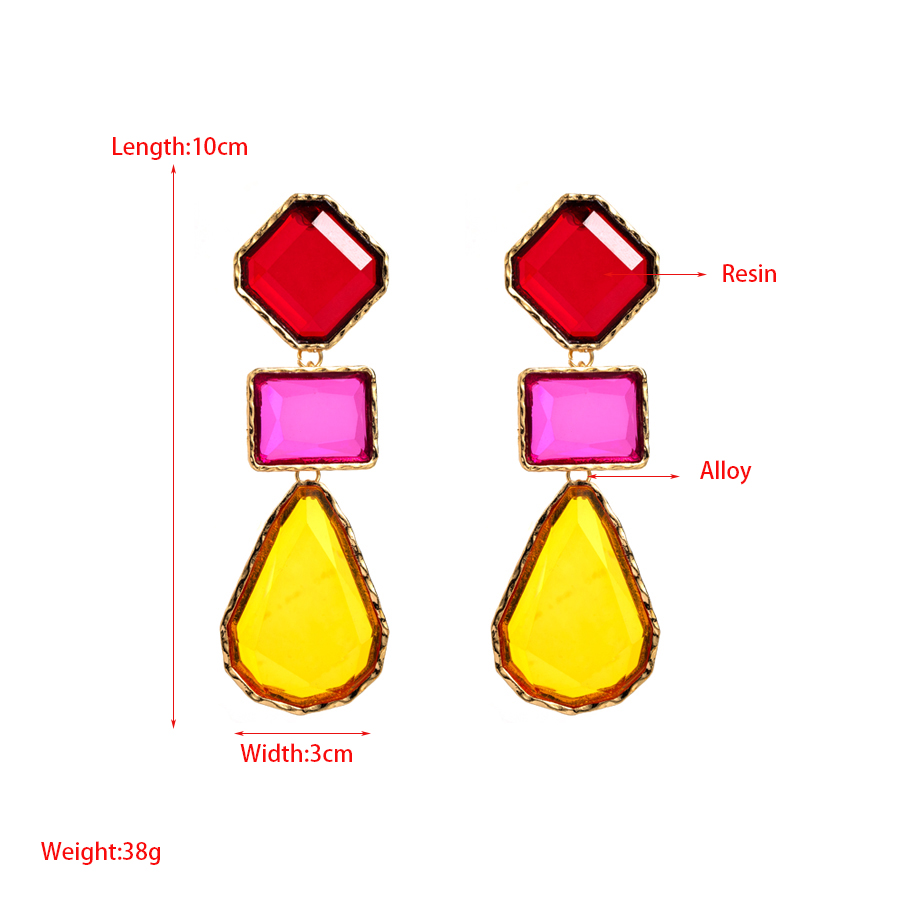 Casual Elegant Sweet Square Alloy Inlay Resin Gold Plated Women's Drop Earrings display picture 1