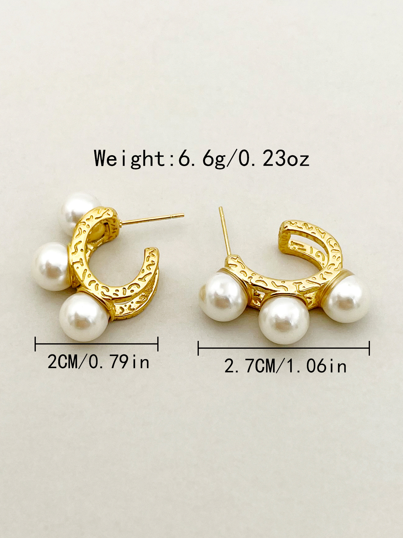 1 Pair Elegant Sweet C Shape Plating Hollow Out Inlay 304 Stainless Steel Pearl 14K Gold Plated Ear Studs display picture 3