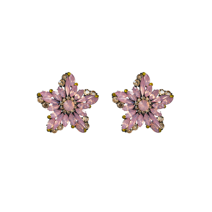 Elegant Luxurious Sweet Pentagram Alloy Inlay Rhinestones Gold Plated Women's Ear Studs display picture 7