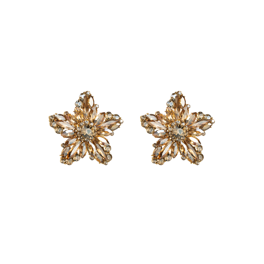 Elegant Luxurious Sweet Pentagram Alloy Inlay Rhinestones Gold Plated Women's Ear Studs display picture 6