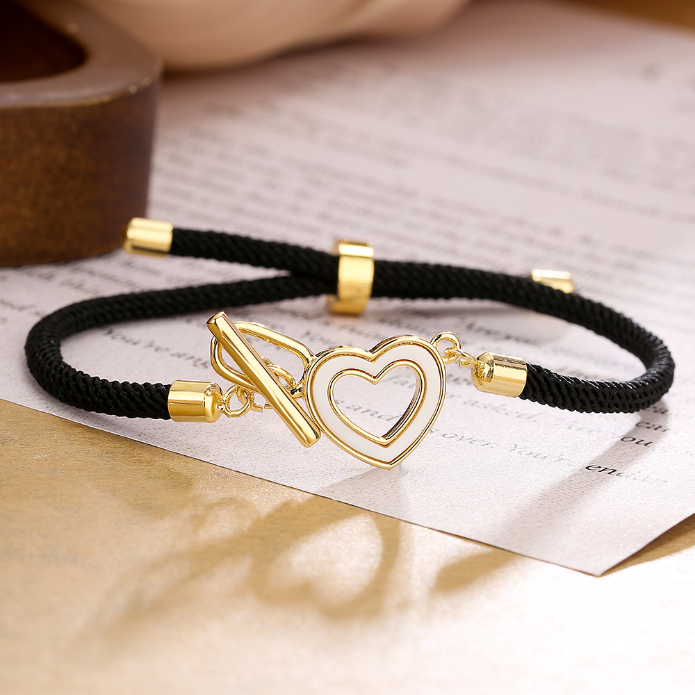 Simple Style Round Palm Heart Shape Rope Copper Plating Inlay Shell 18k Gold Plated Women's Bracelets display picture 2