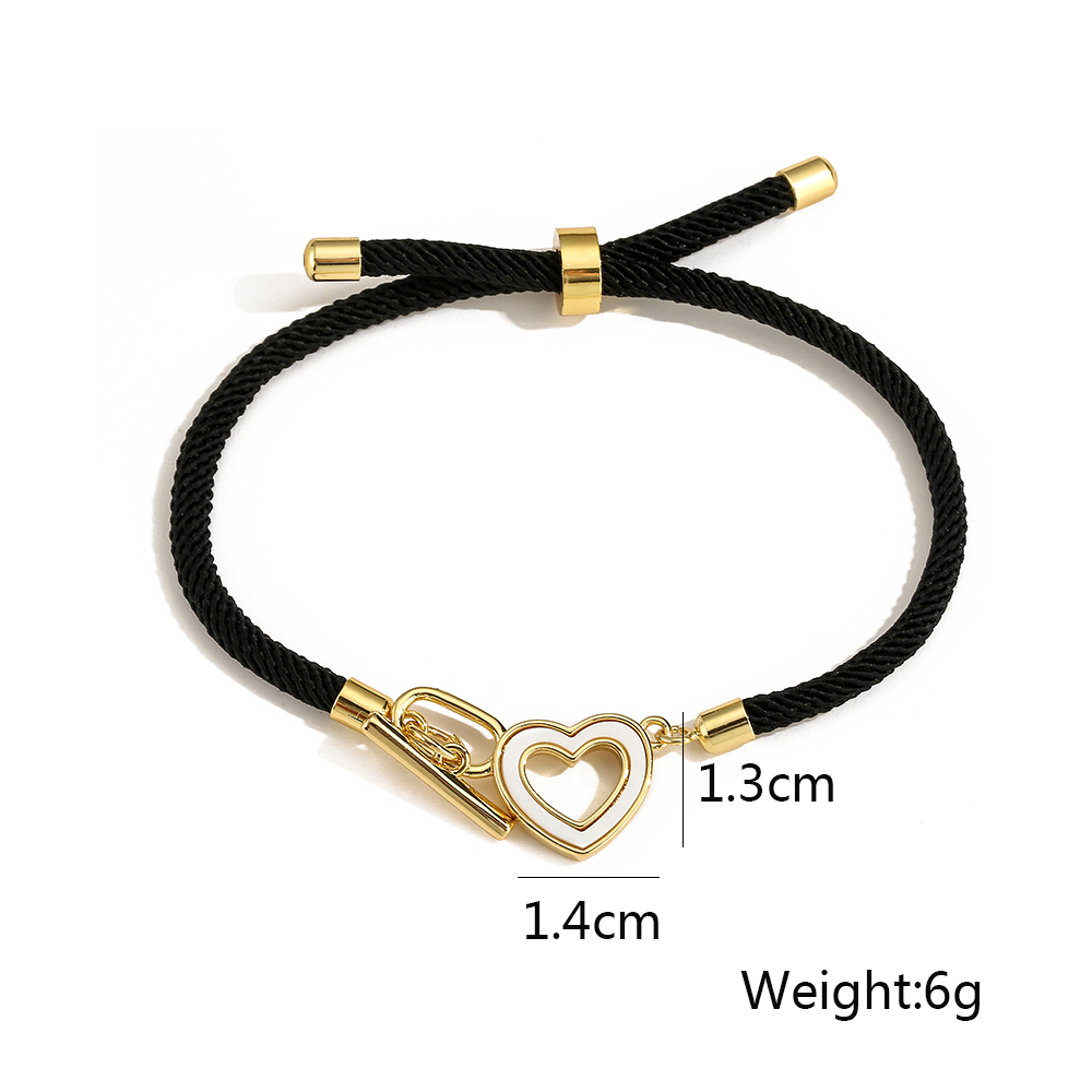 Simple Style Round Palm Heart Shape Rope Copper Plating Inlay Shell 18k Gold Plated Women's Bracelets display picture 1