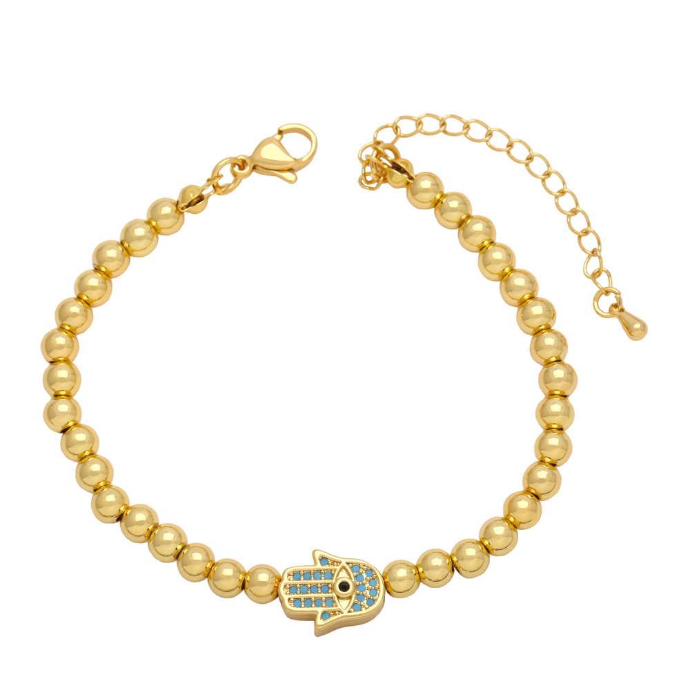 Hip Hop Nouveauté Main De Fatima Œil Le Cuivre Placage Incruster Zircon Plaqué Or 18k Bracelets display picture 7