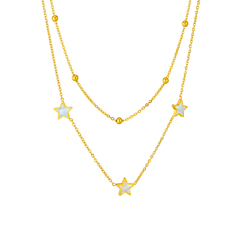 Acero Inoxidable Chapados en oro de 18k Estilo Simple Enchapado Embutido Estrella Acrílico Collares En Capas display picture 1