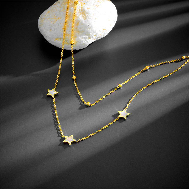 Acero Inoxidable Chapados en oro de 18k Estilo Simple Enchapado Embutido Estrella Acrílico Collares En Capas display picture 5
