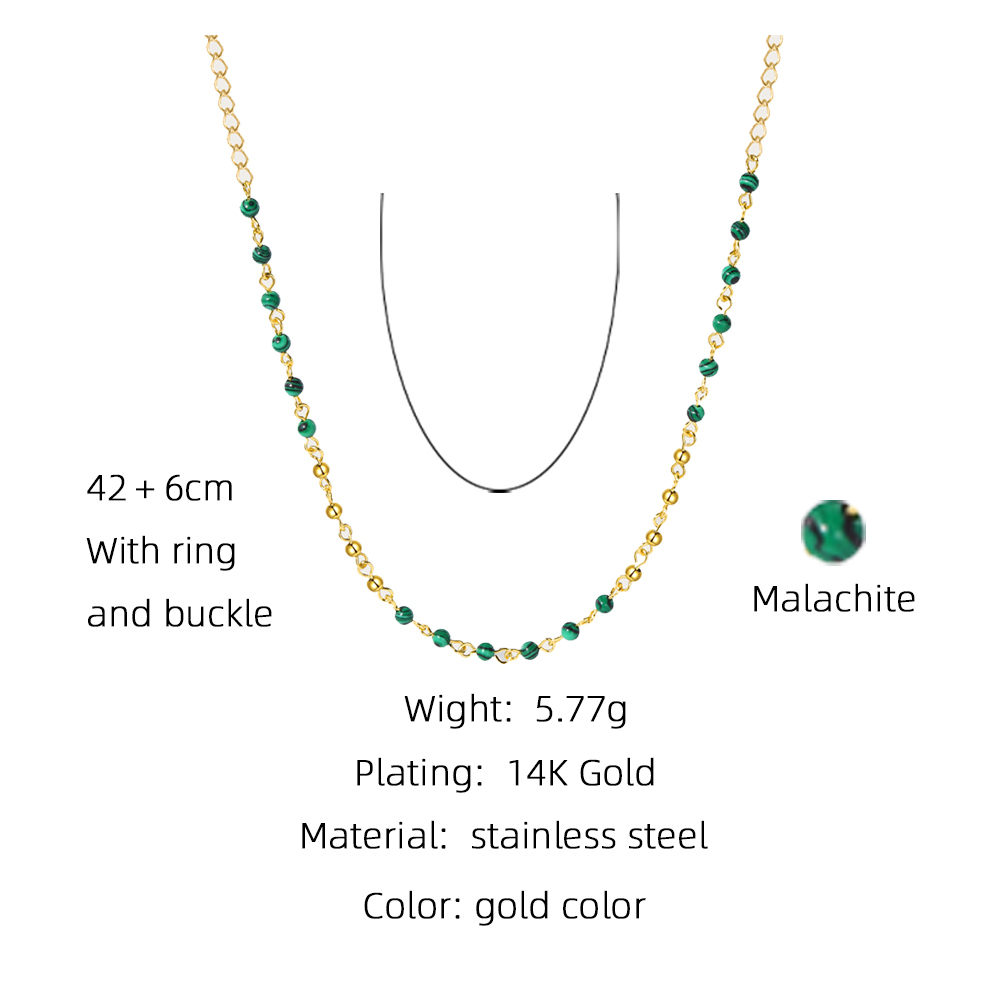 Simple Style Round Natural Stone Titanium Steel 14k Gold Plated Necklace In Bulk display picture 1