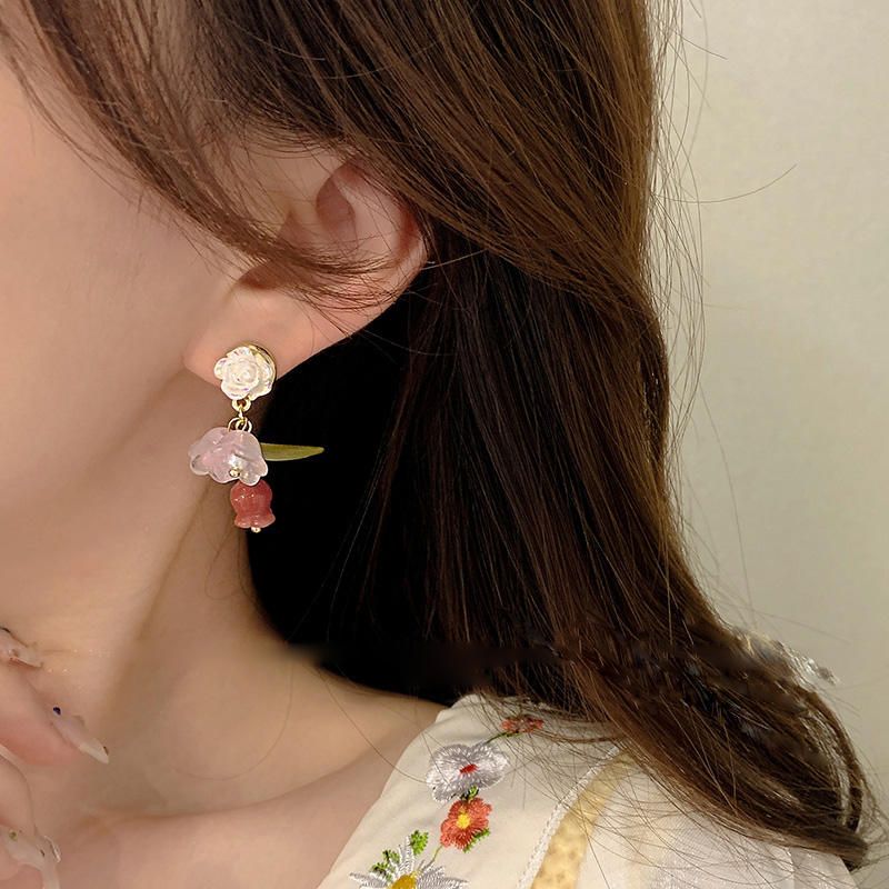 Sweet Korean Style Flower Imitation Pearl Alloy Women's Drop Earrings display picture 6
