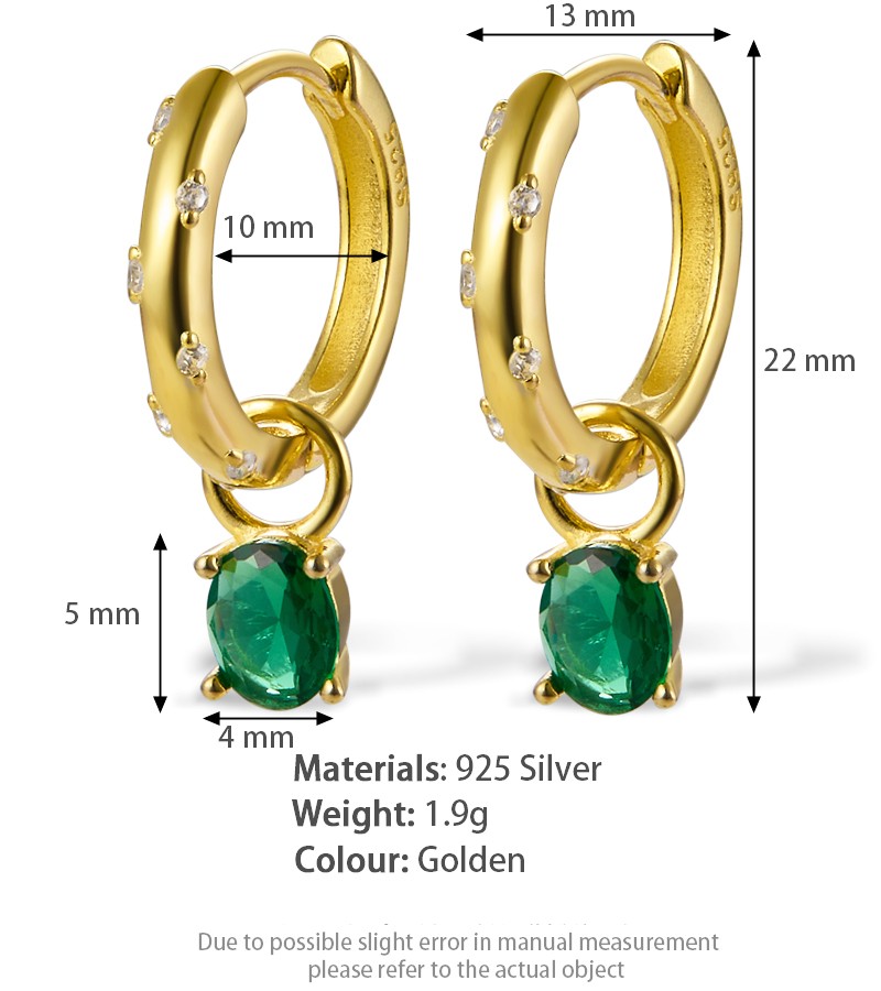 1 Pair Elegant Simple Style Oval Plating Inlay Sterling Silver Zircon 18k Gold Plated Drop Earrings display picture 5